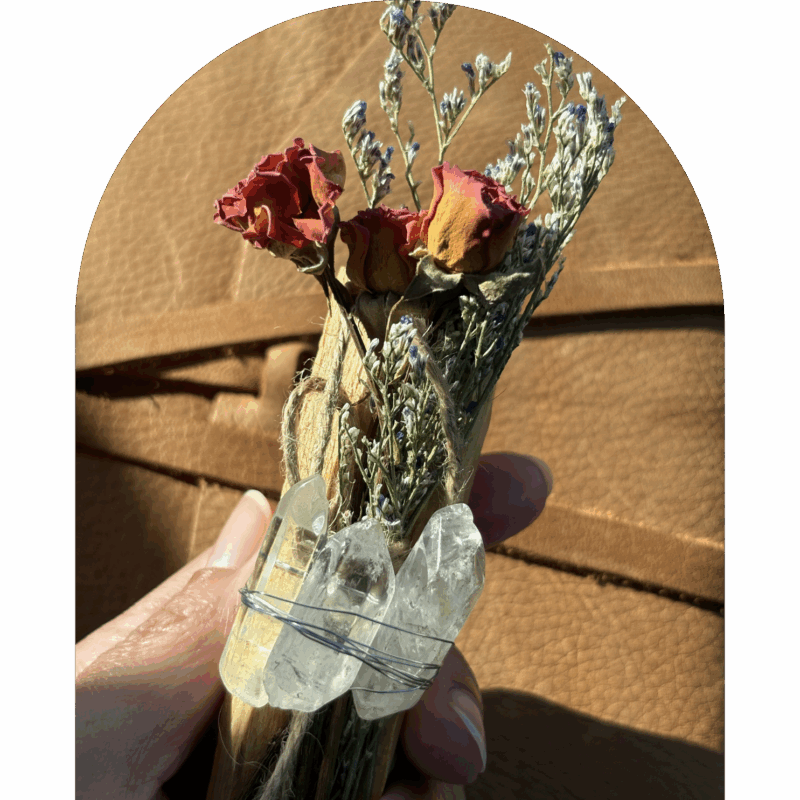 Heartfire Bloom (Red Rose + Clear Quartz + Palo Santo) - Image 2