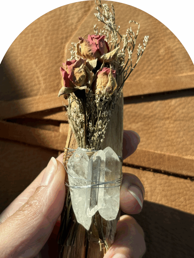 Ember Kiss (Red Rose Buds + Clear Quartz + Palo Santo)