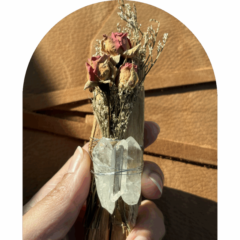 Ember Kiss (Red Rose Buds + Clear Quartz + Palo Santo)