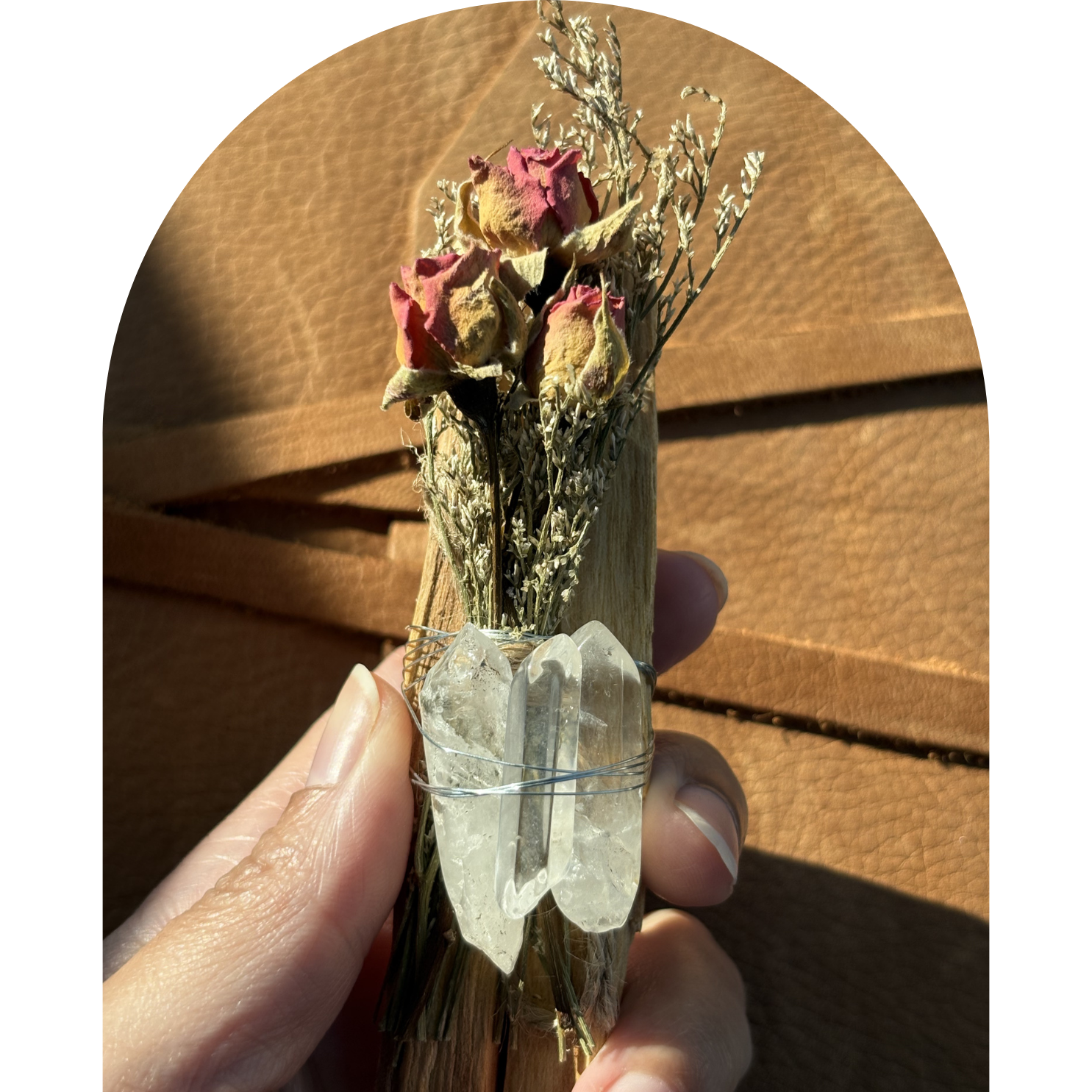 Ember Kiss (Red Rose Buds + Clear Quartz + Palo Santo)