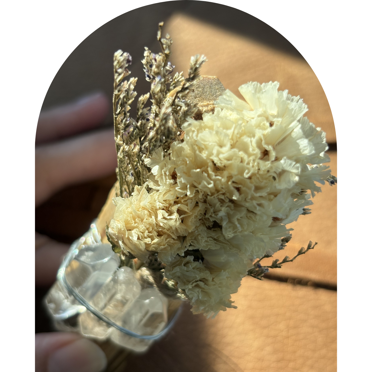 Sacred Silence (White Statice + Clear Quartz + Palo Santo) - Image 3