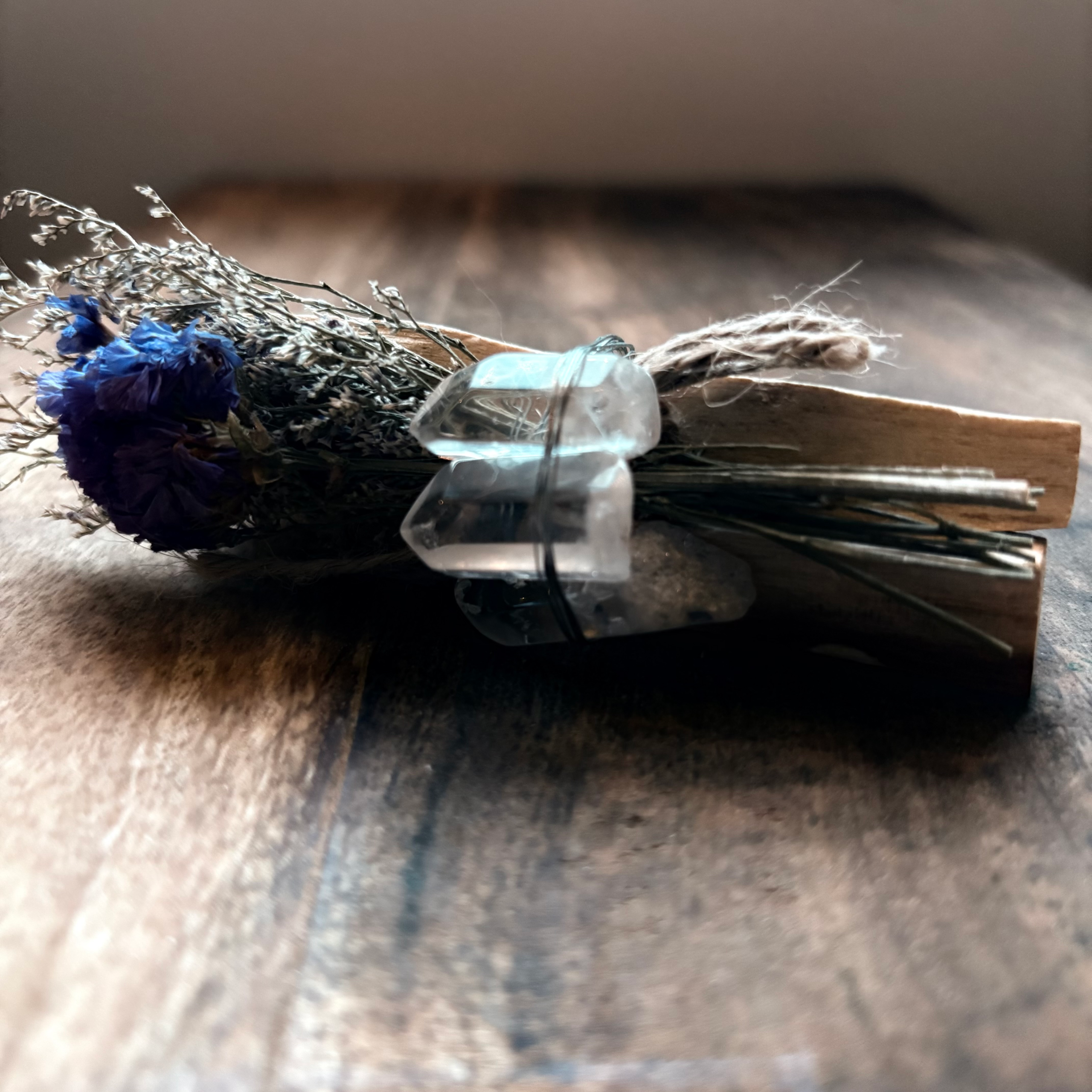 Purple Statice + Clear Quartz + Palo Santo